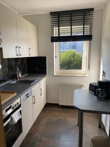 Kuchyň nebo kuchyňský kout v ubytování Ferienwohnung Bad Sulza