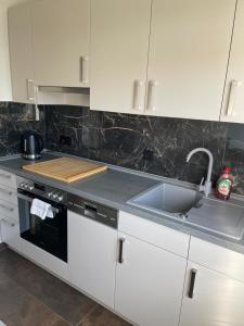 Kuchyň nebo kuchyňský kout v ubytování Ferienwohnung Bad Sulza