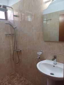 a bathroom with a shower and a sink at "Уютен дом за Вашето семейство" Сандански, Поленица in Sandanski +29 photos