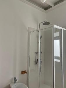 a bathroom with a shower and a sink at Casal da Gata in Guarda +37 photos