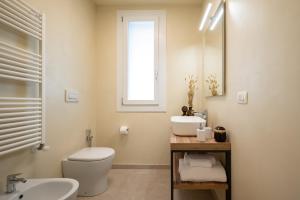 a bathroom with a toilet and a sink and a mirror at Apartment Il Giglio in Montelupo Fiorentino