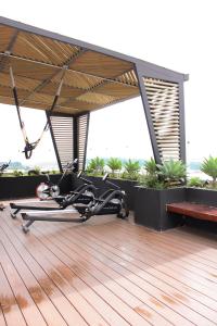 a bike parked on top of a building at Apartamento Narama Aeropuerto z13 Guatemala in Guatemala