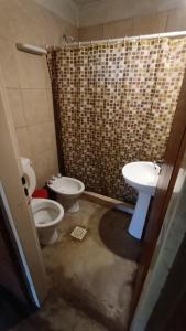 een badkamer met toilet en wastafel bij Al Pie Del Cerro Champaqui in Los Hornillos