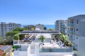 an aerial view of a building with a hotel at Schiavon Beach Palace in Lido di Jesolo
