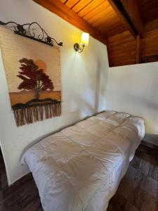 a bed in a room with a painting on the wall at Casa Orion By Los Amancays in Villa La Angostura