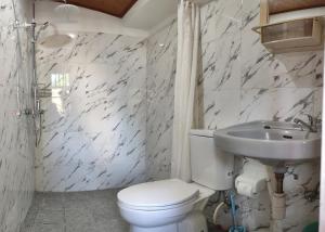 ein Badezimmer mit Toilette und Waschbecken in der Unterkunft Keyani Bungalows Lovina in Lovina