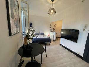 TV a/nebo společenská místnost v ubytování Les Platanes du centre ville