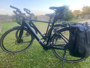 a bike parked in the grass in a field at Domaine la Boulinière - La Biche in Journet