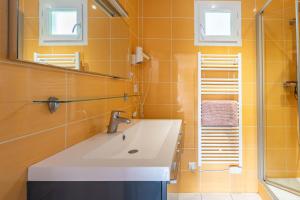 a bathroom with a sink and a mirror at Marennes in Saint-Simon-de-Bordes +14 photos