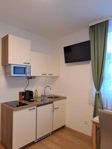 Kuchyň nebo kuchyňský kout v ubytování Private Zimmer HoAp