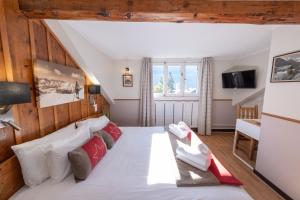 TV a/nebo společenská místnost v ubytování Chalet Hôtel La Sapinière