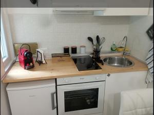małą kuchnię z blatem i zlewem w obiekcie Mini Comfort House Udine w mieście Udine