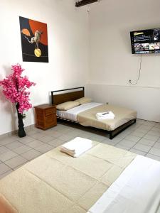 Postel nebo postele na pokoji v ubytování Hotel Cuauhtemoc