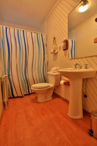 een badkamer met een toilet en een wastafel bij Hotel y Cabañas Patagonia Green in Puerto Aisén