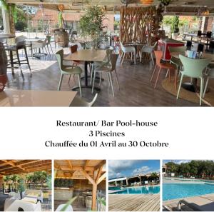 a collage of photos of a restaurant with tables and chairs at La Villa Sylody in Lecci