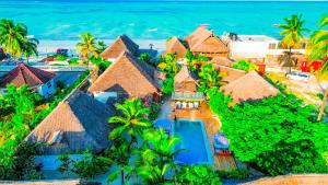 an aerial view of a resort in front of the ocean at Ananda Beach Hotel in Paje