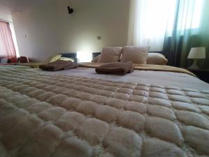 Una cama grande con dos almohadas encima. en B&B Bebinac, en Leskovac
