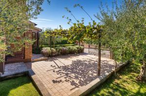 un melo in un giardino con un marciapiede di Villa Klara a Kaštelir (Castellier)