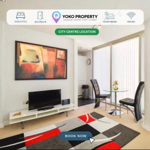 Μια τηλεόραση ή/και κέντρο ψυχαγωγίας στο Central Hub Apartment with Balcony, Fast Wifi, Smart TV and Free Parking