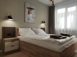 una camera da letto con un letto grande e una finestra di Апартамент за настаняване ВИКИ a Vratsa