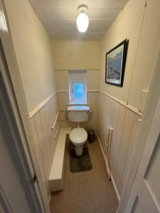 トーキーにあるThe Pink Houseのトイレと窓のある小さなバスルーム