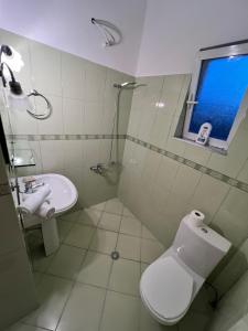 a bathroom with a toilet and a sink at Villa Noah in Berat