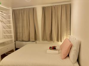 a bedroom with a bed with two pillows and a window at Benny's Rooms Brussels City Centre in Brussels +34 photos