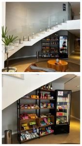 a store with a shelf full of food and drinks at HOTEL BOSSA NOVA 224 - Ótimo Apto com cozinha para até 03 hóspedes in Cabo Frio