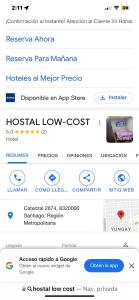 una captura de pantalla de la tienda Apple app en Hostal Low Cost, en Santiago