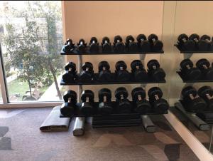 Fitness centrum a/nebo fitness zařízení v ubytování Riverwalk and Pool view Apt with King bed Infinity Pool Gym Free Parking