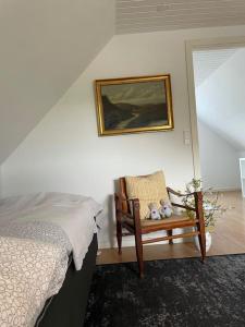 Postel nebo postele na pokoji v ubytování Æblehuset- landhus med fred&ro lige ved gadekæret