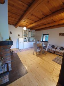 a kitchen and living room with a table and chairs at IT-Hutorok in Turʼya Paseka