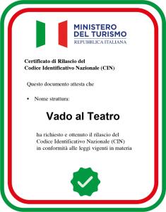 Certifikát, ocenenie alebo iný dokument vystavený v ubytovaní Vado al teatro monolocale in centro per 2