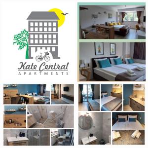 un collage de fotos de una habitación de hotel en Kate Central Apartments, en Ohrid