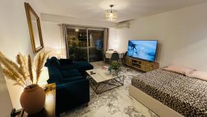 Televízia a/alebo spoločenská miestnosť v ubytovaní John Homestay Room in Nice + 9 fotografií