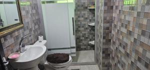 un bagno con lavandino, wc e doccia di شقه خاصه مستقله 4 غرف ad Amman