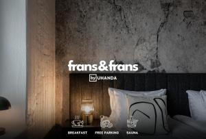 a hotel room with a sign that says items and firearms at Frans & Frans - Hotel and Apartments by UHANDA in Rauma