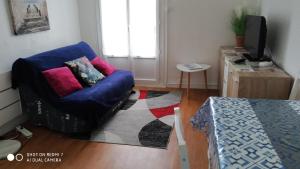 Televízia a/alebo spoločenská miestnosť v ubytovaní APPARTEMENT T2 confort,Parking,balcon,près Parc des Expositions,10 minutes plage