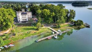 an aerial view of a castle on an island in the water at Projekt Przełazy 1 in Przełazy
