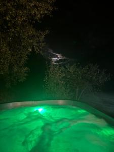 Ciubăr exterior luminat în verde