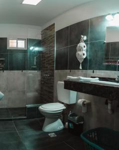 Un baño con inodoro, ducha y lavabo. en Dpto a 4 min del Shopping y Centro de Convenciones, en Corrientes 19 fotos más