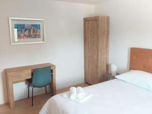 a bedroom with a desk and a bed and a chair at Bagulina Comfortable holiday residence in Drniš +31 photos