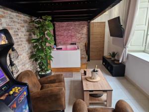 TV a/nebo společenská místnost v ubytování Au spa de LLea Suite rétro