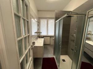 a bathroom with a shower and a sink at Appartamento spazioso in centro in Piacenza +28 photos