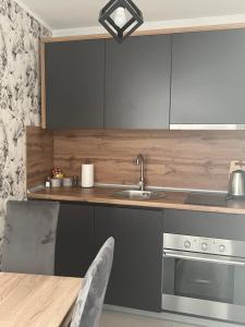 a kitchen with a sink and a counter top at Premium in Prijedor