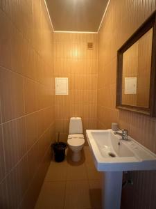 a bathroom with a toilet and a sink at 3 комнатная ЖК Альтаир in Aktobe