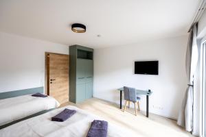 Televízia a/alebo spoločenská miestnosť v ubytovaní Panorama Appartement