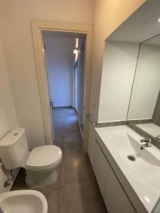 a bathroom with a toilet and a sink and a mirror at Casa da Cidade in Évora +13 photos