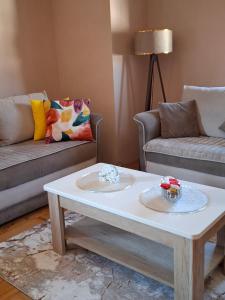 ニシュにあるLily Cozy Apartmentのソファ2つとコーヒーテーブルのあるリビングルーム