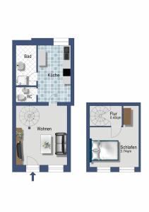 two views of a floor plan of a condo at Schleiblick App 12 in Rabenkirchen-Faulück +10 photos